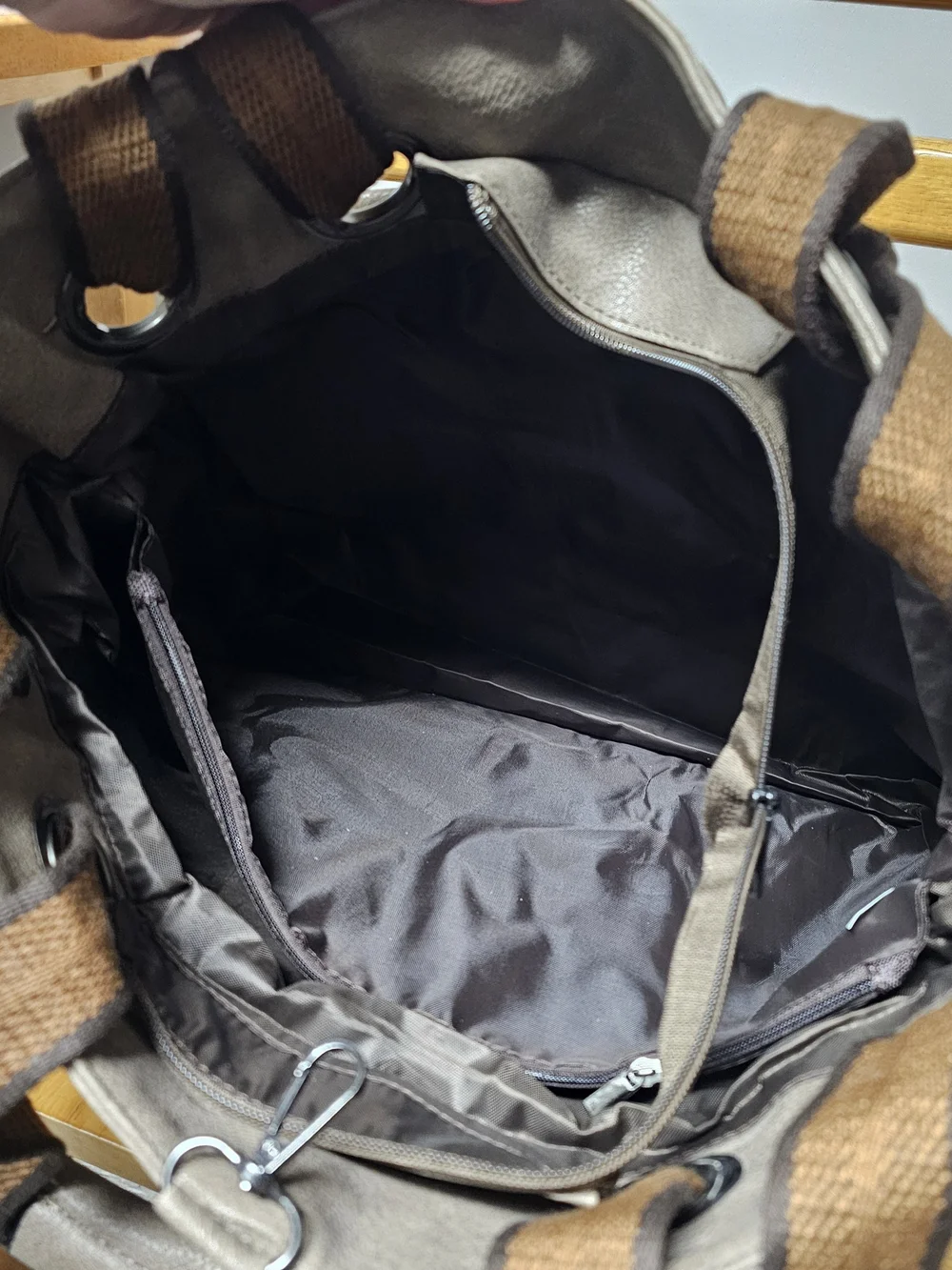 Classic Gray Tan Large Tote Bag Travel Neutral CarryOn Shoulder Bag Oversized